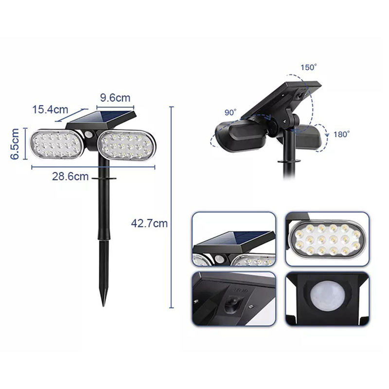 IP65 Wodoodporna lampa ogrodowa zasilana energią słoneczną Stick Lawn Stake Outdoor Pathway Yard LED