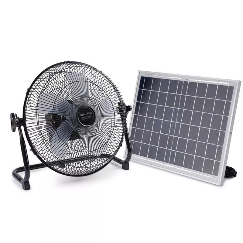 12-calowy przenośny bezprzewodowy wentylator stołowy zasilany energią słoneczną z podwójnym wejściem dla gospodarstwa domowego