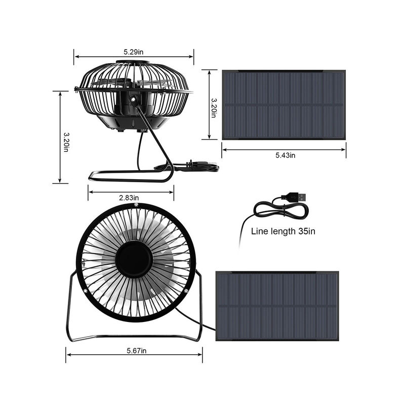 Zasilanie akumulatorowe Panel słoneczny Energia słoneczna Elektryczny wentylator Latarnie Strona główna Camping Wentylator słoneczny Led Light