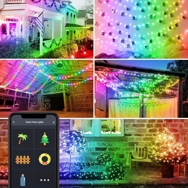 Lampy dekoracyjne Bluetooth WiFi Solar 5m 10m Kolorowe kule świetlne
