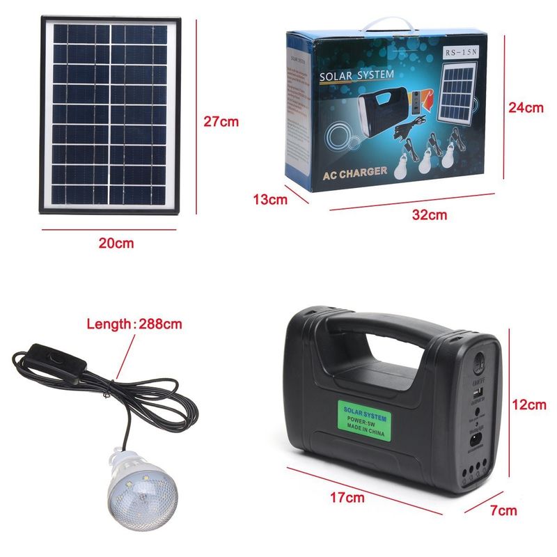 12 SZTUK SMD LED 3W 4W 5W Wewnętrzny zestaw oświetlenia słonecznego z baterią kwasowo-ołowiową 4Ah