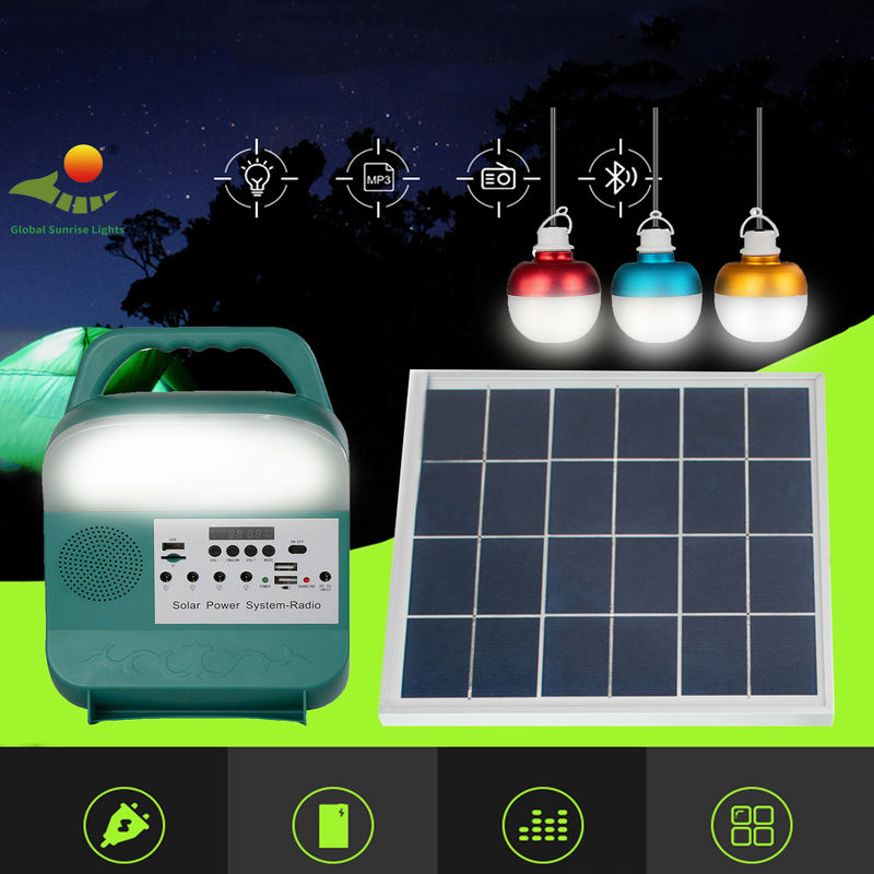 8000mAh Solar Emergency Lights System paneli domowych z wyjściem DC do wentylatora i światła telewizyjnego