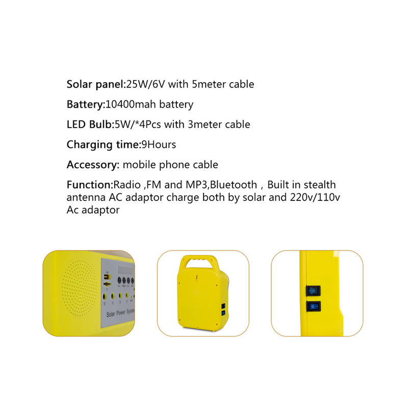 25-watowy domowy mobilny system oświetlenia słonecznego z radiem Port ładowania USB SRE-6828 3szt