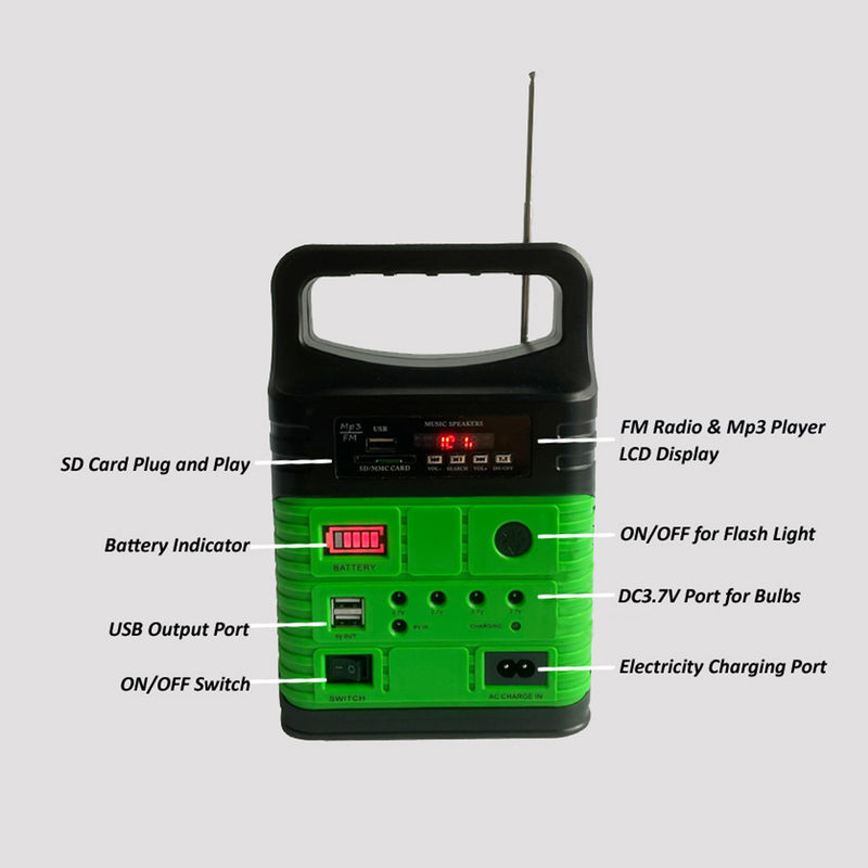 7500mah Przenośny zestaw do zasilania energią słoneczną z wbudowanym radiem FM MP3 Mini Outdoor Camping