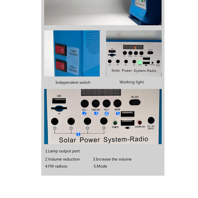 Przenośne domowe zastosowanie Małe słoneczne oświetlenie LED Solar System Energy Home Solar Lighting Kits